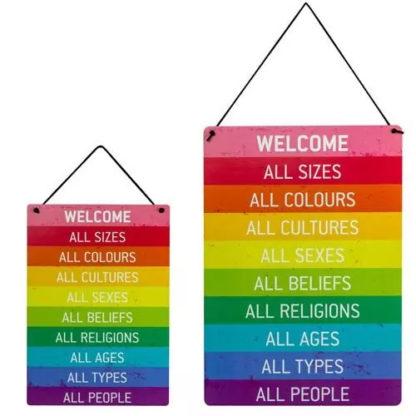 werkhaus schild willkommen klein und groß