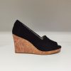 Toms Michelle Wedges Black Slubby Woven Organic Cotton