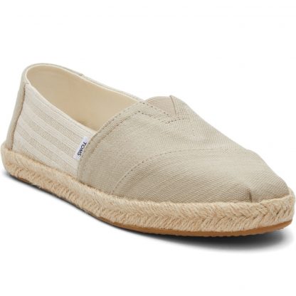 Toms Alpargata Rope Oxford Tan Recycled Cotton University Stripes Women