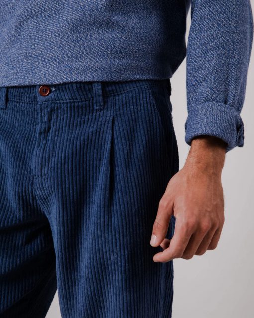 Cordhose mit Bundfalte indigo – Bild 2