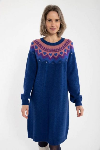 Danefae Danesukkertop Wool Sweater Dress Deep Marine