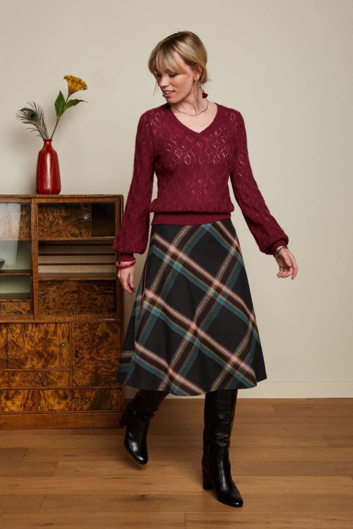 Juno Midi Skirt Sera Check black – Bild 2