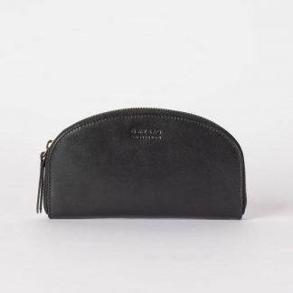 Elise Makeup Bag - Cotton Black Classic Leather