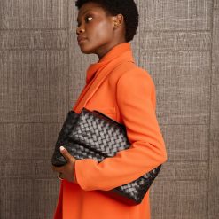 O My Bag Kenzie Black Woven Classic Leather