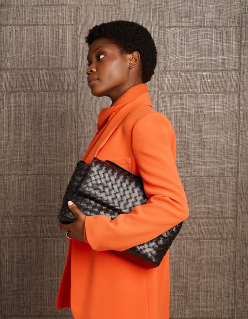 O My Bag Kenzie Black Woven Classic Leather