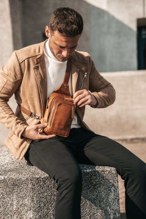 The Chesterfield Brand Leder Crossbody Tasche Riga cognac