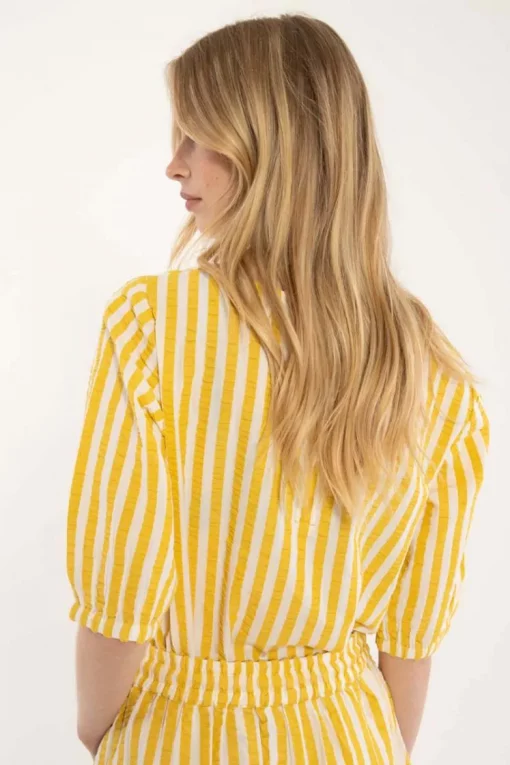Danecremant Seersucker Shirt Faded Yellow/Chalk – Bild 5