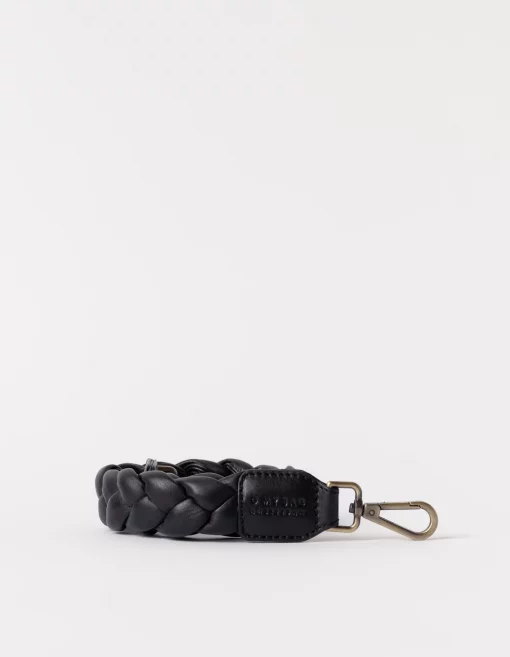 Braided Shoulder Strap Black Soft Grain Leather – Bild 2