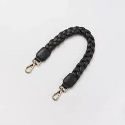 O My Bag Braided Shoulder Strap Black Soft Grain Leather