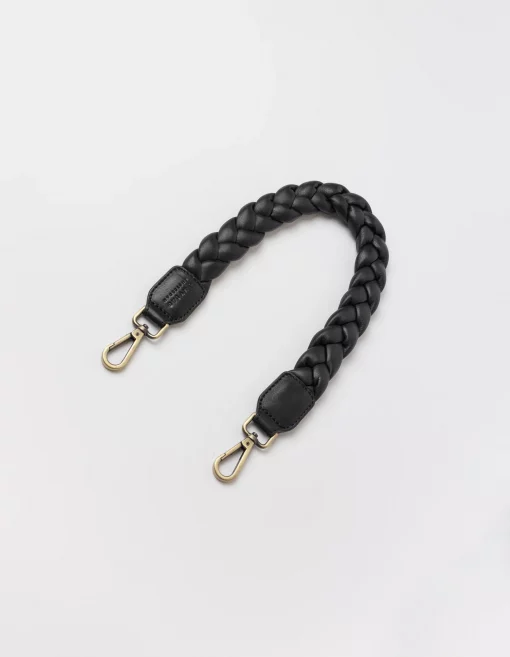 O My Bag Braided Shoulder Strap Black Soft Grain Leather