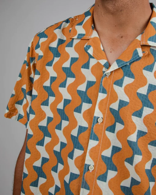 Brava Fabrics Big Tiles Aloha Shirt Ockre – Bild 4