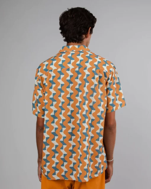 Brava Fabrics Big Tiles Aloha Shirt Ockre