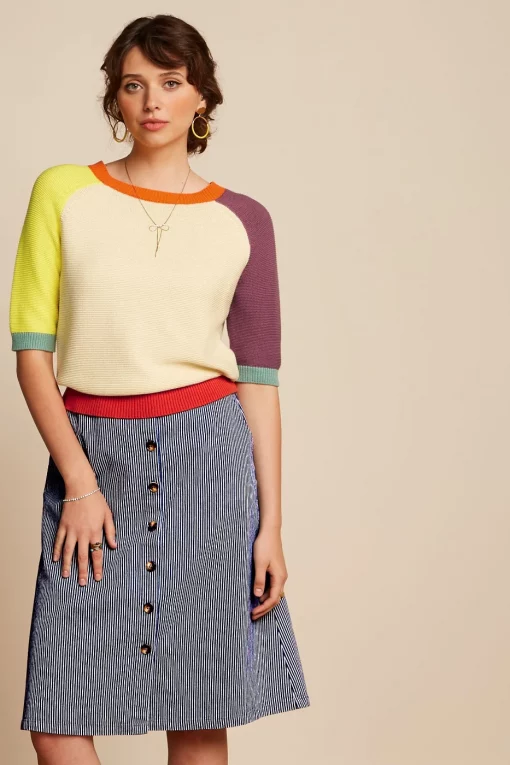 King Louie Mary Skirt Osei Stripe Denim Blue – Bild 2