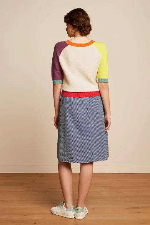King Louie Mary Skirt Osei Stripe Denim Blue – Bild 3