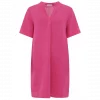 Zwillingsherz Tunika Kleid V Ausschnitt Leinen pink