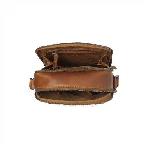 Leder Umhängetasche Arendal cognac olivgrün – Bild 5