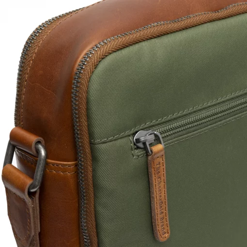 Leder Umhängetasche Arendal cognac olivgrün – Bild 4