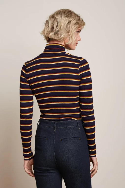 Rollneck Top Century Stripe Evening Blue – Bild 2