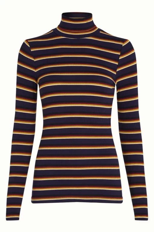Rollneck Top Century Stripe Evening Blue – Bild 3