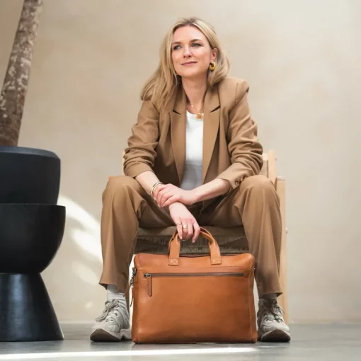 Ledertasche für Laptops Cognac Levanto – Bild 2