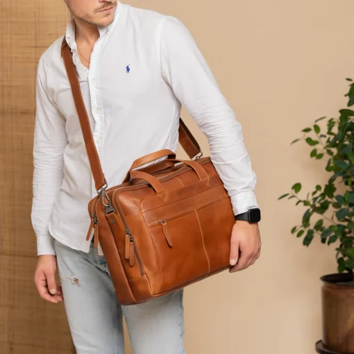Chesterfield Leder Laptoptasche Cognac Ryan – Bild 2