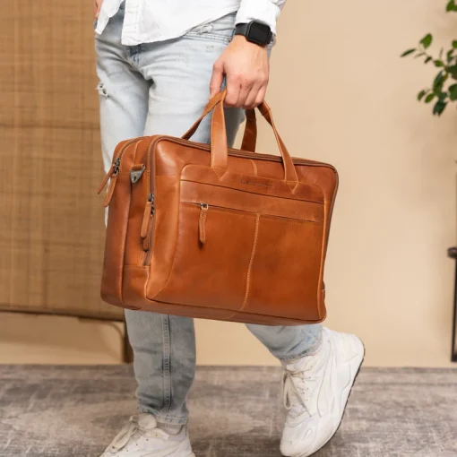 Chesterfield Leder Laptoptasche Cognac Ryan – Bild 3
