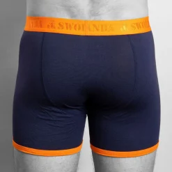 Swole Panda Bamboo Boxers Navy Orange Band