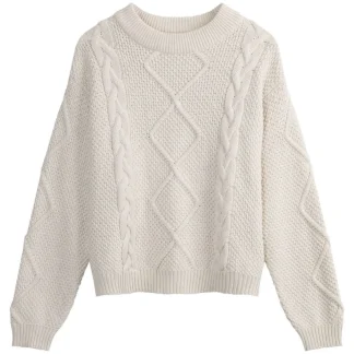 Mela Wear Zopfmuster Strickpullover Style SAMAIRA