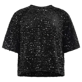 Zwillingsherz Party Shirt Paillette schwarz