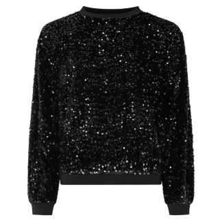 Zwillingsherz Party Sweater Paillette schwarz