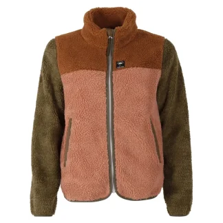 Danefae Danebirk Fleece Zip-Up Khaki Antique Rose TOBACCO